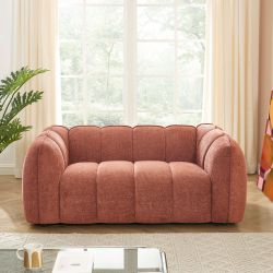 Ensemble canapés droits fixes 3+2 MATILDA tissu chenille rouge brique