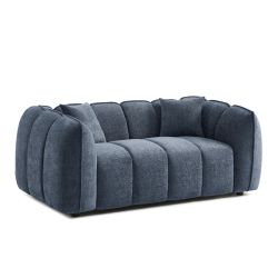 Ensemble canapés droits fixes 3+2 MATILDA tissu chenille bleu