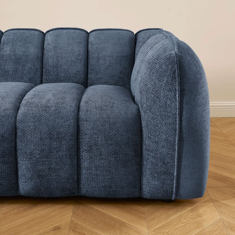 Ensemble canapés droits fixes 3+2 MATILDA tissu chenille bleu