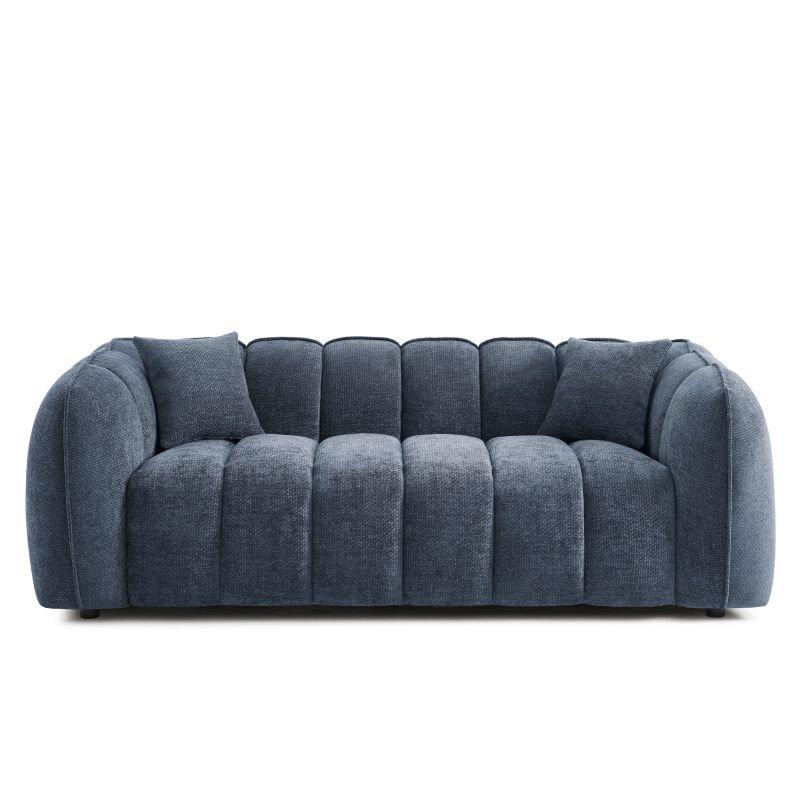 Canapé droit MATILDA 3 places tissu chenille bleu