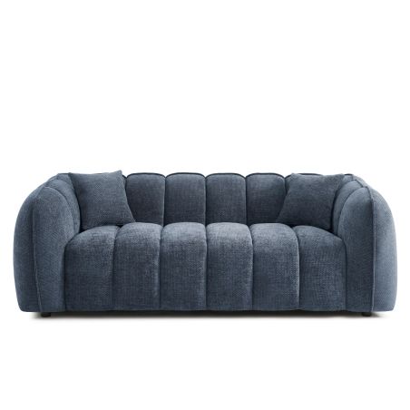 Canapé droit MATILDA 3 places tissu chenille bleu