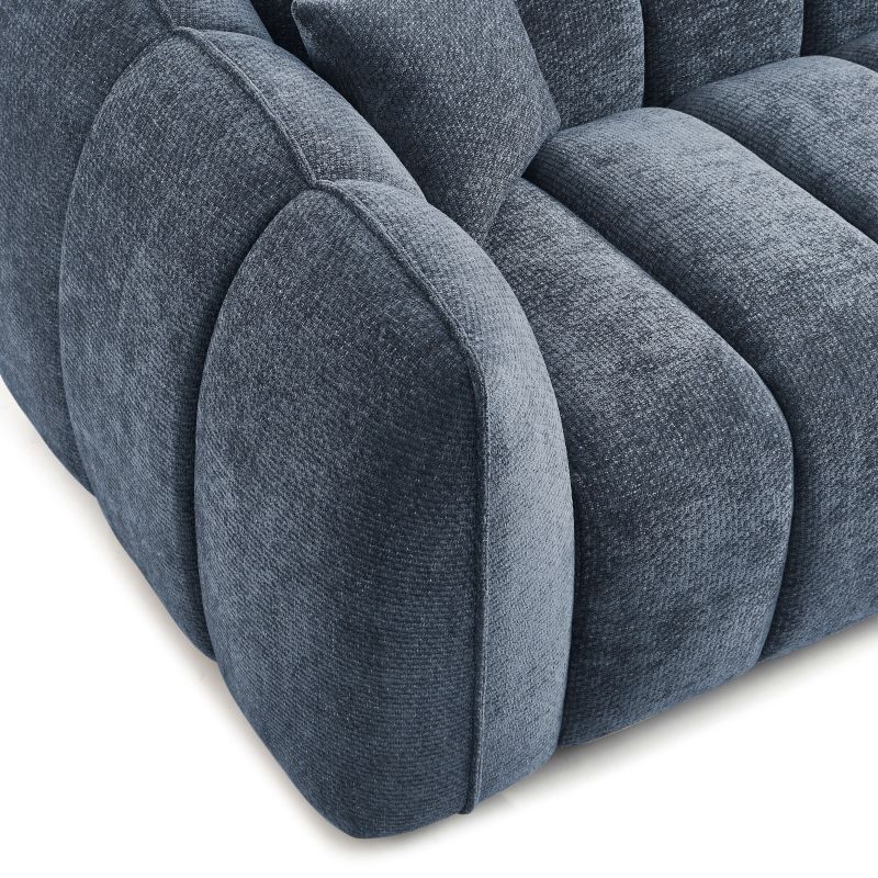 Canapé droit MATILDA 3 places tissu chenille bleu