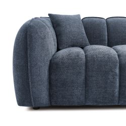 Canapé droit MATILDA 3 places tissu chenille bleu
