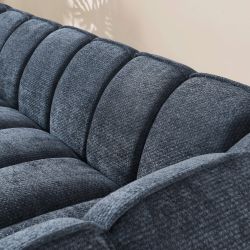 Canapé droit MATILDA 3 places tissu chenille bleu