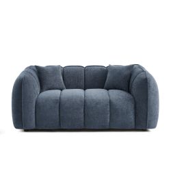 Canapé droit MATILDA 2 places tissu chenille bleu