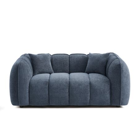 Canapé droit MATILDA 2 places tissu chenille bleu