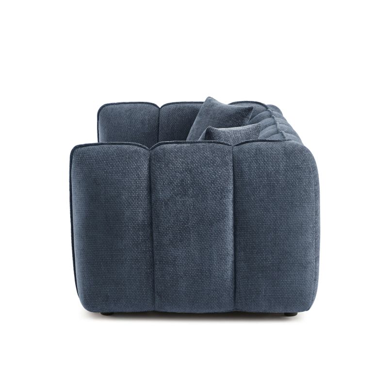 Canapé droit MATILDA 2 places tissu chenille bleu