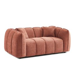 Canapé droit MATILDA 2 places tissu chenille rouge brique
