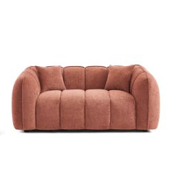 Canapé droit MATILDA 2 places tissu chenille rouge brique