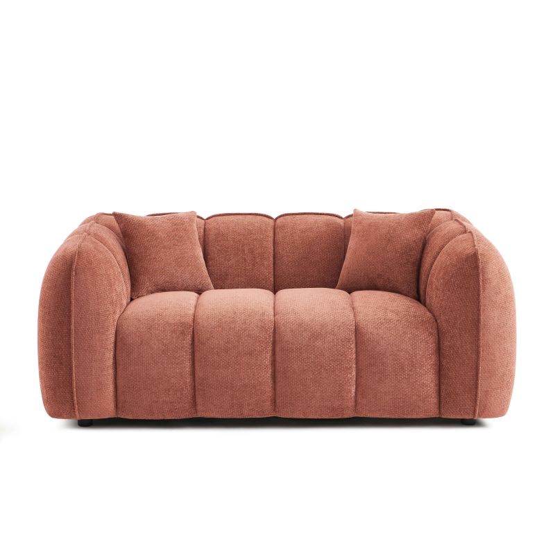 Canapé droit MATILDA 2 places tissu chenille rouge brique