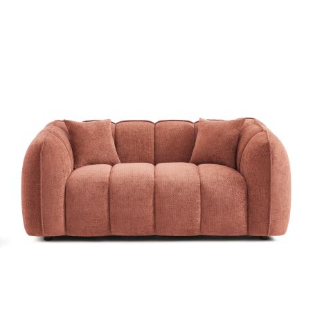 Canapé droit MATILDA 2 places tissu chenille rouge brique