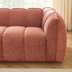 Canapé droit MATILDA 2 places tissu chenille rouge brique