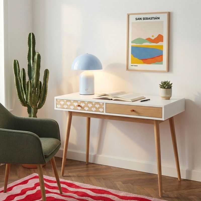 Bureau UTAHblanc et effet chêne 100cm