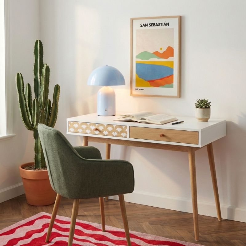 Bureau UTAHblanc et effet chêne 100cm