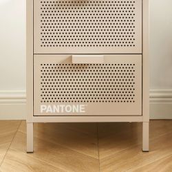 Table de chevet PANTONEmétal taupe double tiroirs 40cm