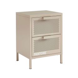 Table de chevet PANTONEmétal taupe double tiroirs 40cm