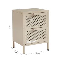 Table de chevet PANTONEmétal taupe double tiroirs 40cm