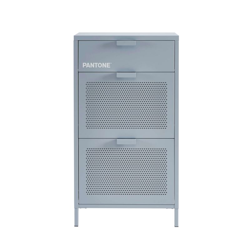 Meuble à chaussures PANTONE métal gris bleu 55cm