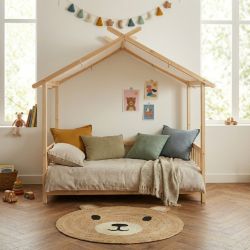 Lit tente avec barrières TINY 70x140 pin massif sommier inclus