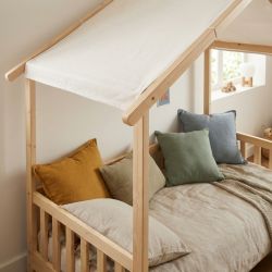 Lit tente avec barrières TINY 70x140 pin massif sommier inclus