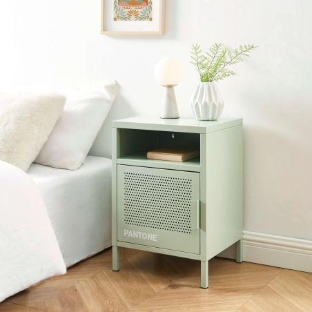 Table de chevet PANTONE métal vert amande 40cm