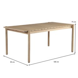 Ensemble repas table SAMOA 180 cm et lot de 6 chaises NOA tissu terracotta