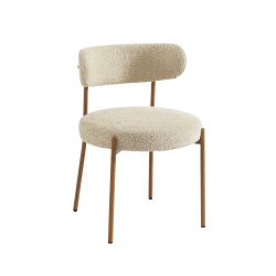 Ensemble repas table SAMOA 180 cm et lot de 6 chaises NOA tissu bouclette beige