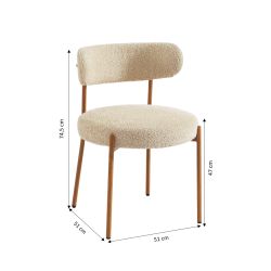 Ensemble repas table SAMOA 180 cm et lot de 6 chaises NOA tissu bouclette beige