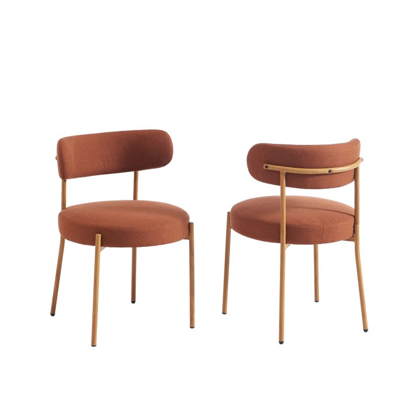 Ensemble repas table SAMOA 180 cm et lot de 6 chaises NOA tissu terracotta