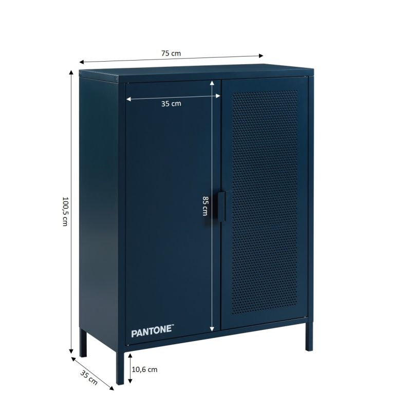 Buffet PANTONE métal bleu nuit 2 portes 75cm