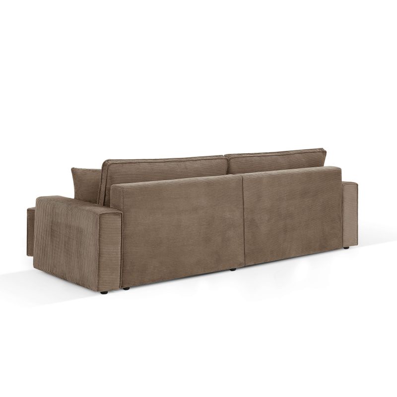Canapé d'angle convertible et réversible ZOLA 4 places velours côtelé taupe