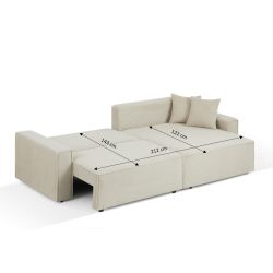 Canapé d'angle convertible et réversible ZOLA 4 places velours côtelé beige