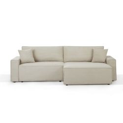 Canapé d'angle convertible et réversible ZOLA 4 places velours côtelé beige
