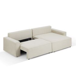 Canapé d'angle convertible et réversible ZOLA 4 places velours côtelé beige