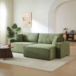 Canapé d'angle convertible et réversible ZOLA 4 places velours côtelé vert