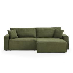 Canapé d'angle convertible et réversible ZOLA 4 places velours côtelé vert