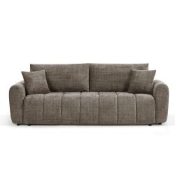 Canapé droit convertible JONEA 3 places tissu texturé marron