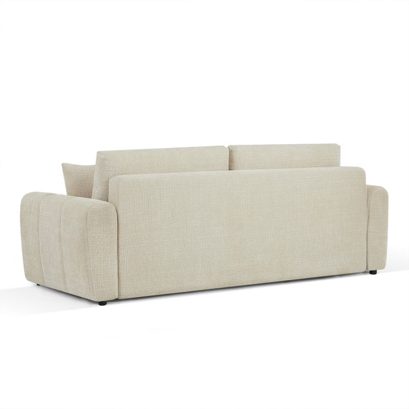 Canapé droit convertible JONEA 3 places tissu texturé beige