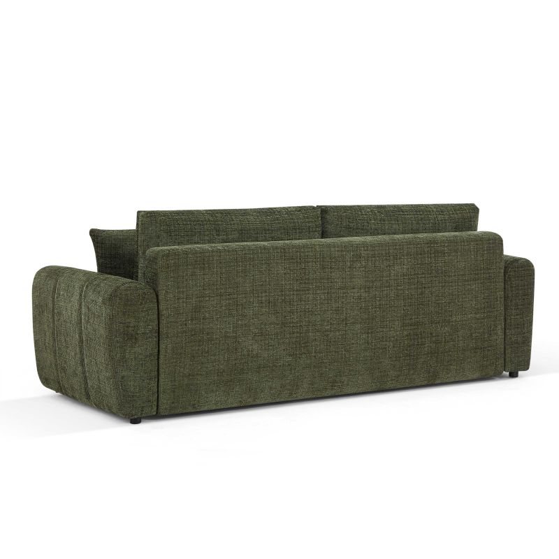 Canapé droit convertible JONEA 3 places tissu texturé vert