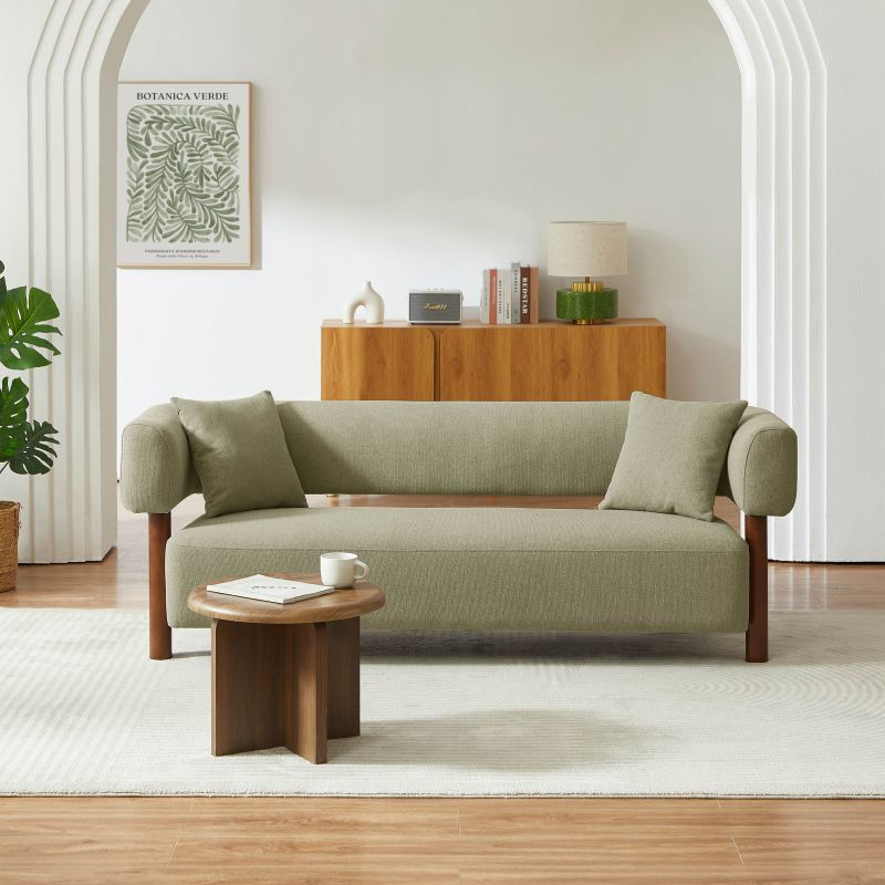 Canapé droit fixe BRAZZA 3 places tissu kaki