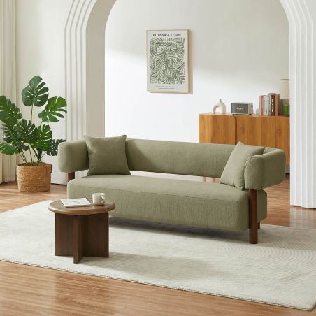 Canapé droit fixe BRAZZA 3 places tissu kaki