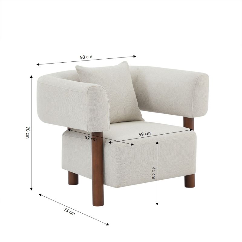 Fauteuil fixe BRAZZA 1 place tissu beige
