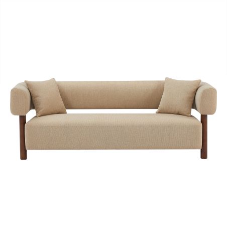 Canapé droit fixe BRAZZA 3 places tissu beige sable