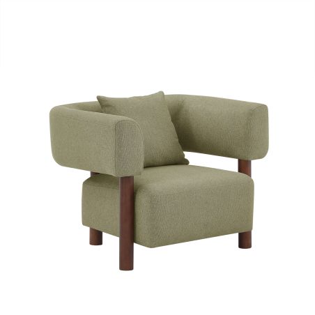 Fauteuil fixe BRAZZA 1 place tissu kaki