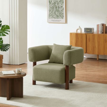 Fauteuil fixe BRAZZA 1 place tissu kaki