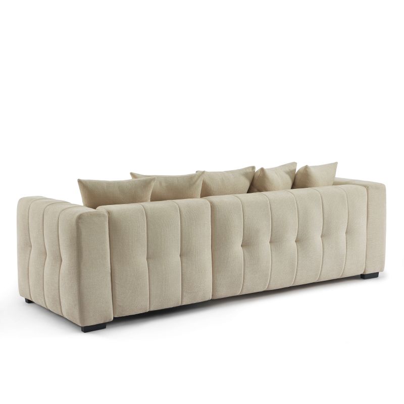 Canapé d'angle convertible et réversible LEVIA 4 places tissu taupe