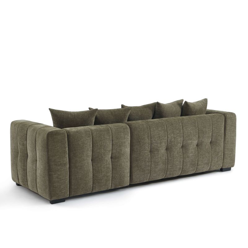 Canapé d'angle convertible et réversible LEVIA 4 places tissu vert