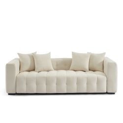 Canapé droit convertible LEVIA 3 places tissu beige