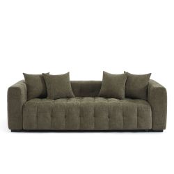 Canapé droit convertible LEVIA 3 places tissu vert