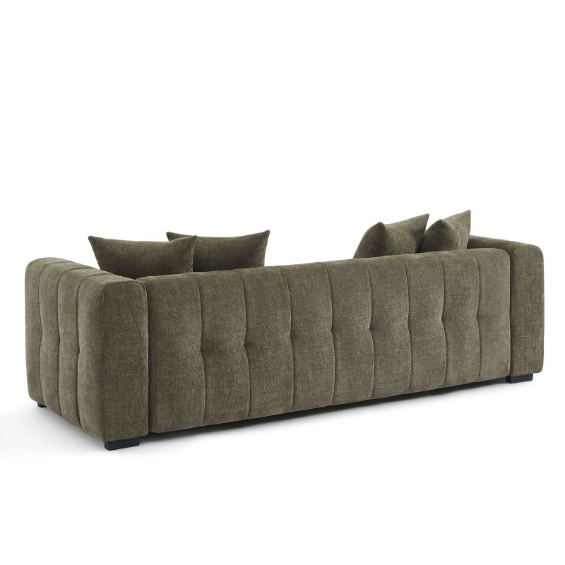 Canapé droit convertible LEVIA 3 places tissu vert